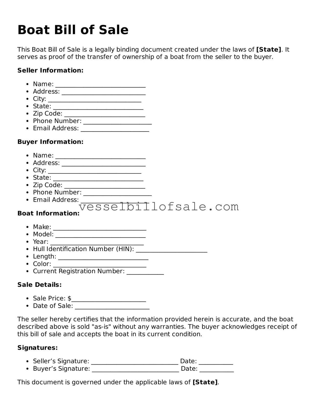 Official Boat Bill of Sale Document